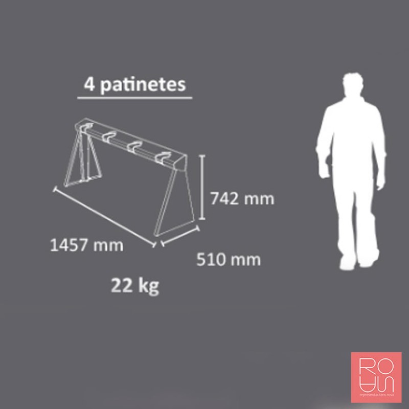 Aparcapatinets per patinets elèctrics model Breda 4 Places 